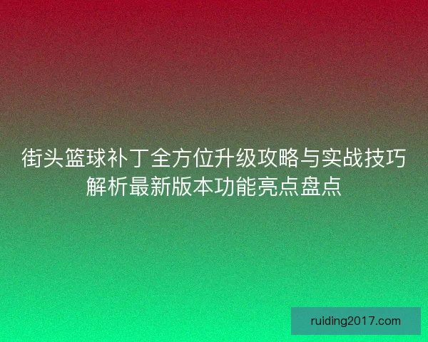 街头篮球补丁全方位升级攻略与实战技巧解析最新版本功能亮点盘点